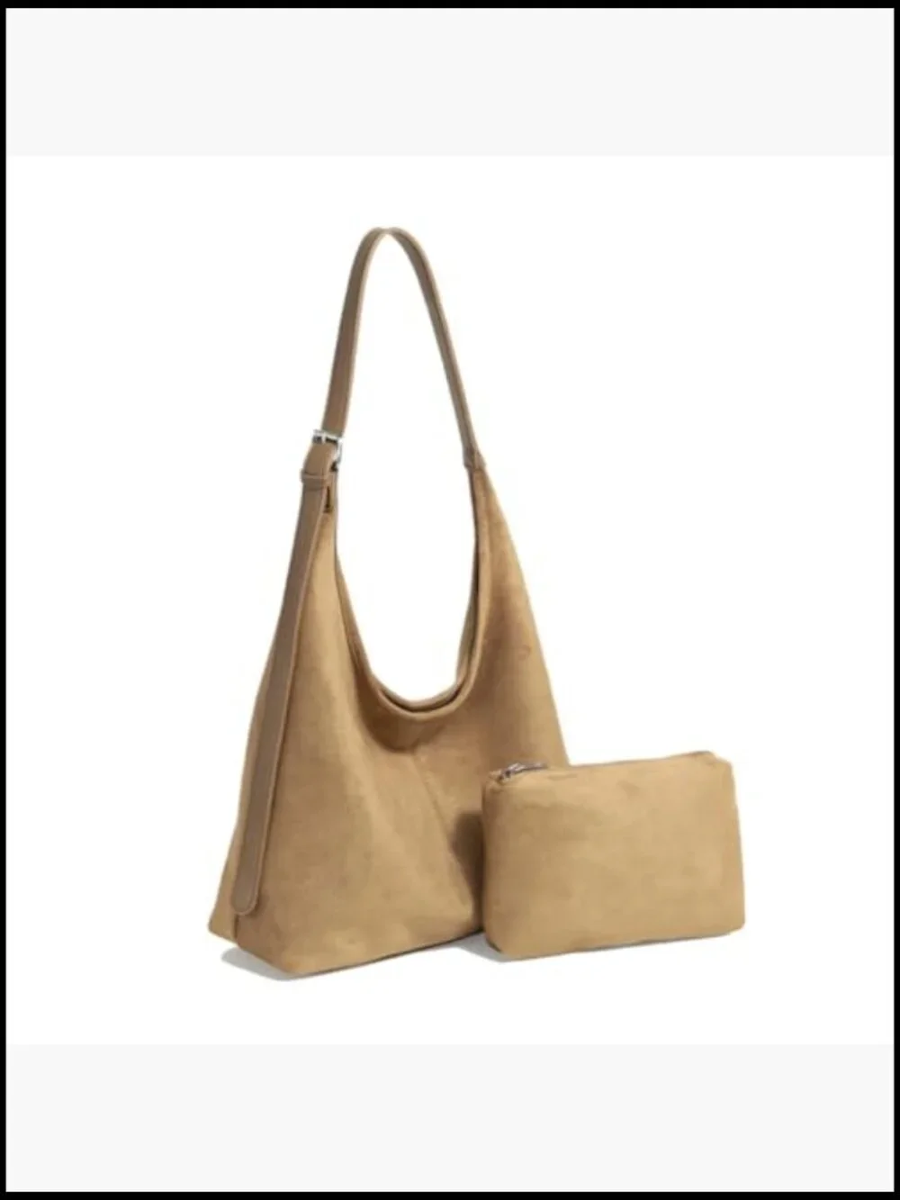 Large Hobo Bag Slouchy Shoulder Tote Purse Retro Faux Suede Handbag Work Travel